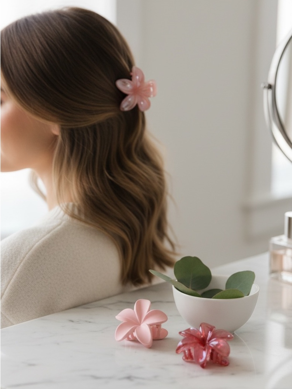 TWELVE Pink Tropical Flower Claw Clips 3-Pack Hair Accessories